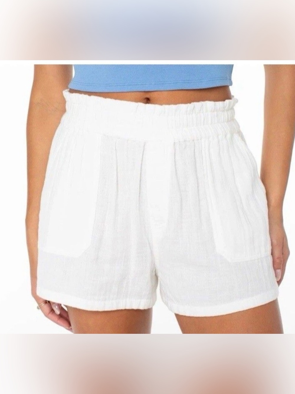 Roxy Women’s So Swell White Beach Swim Cover Up Soft 100% Cotton Shorts M